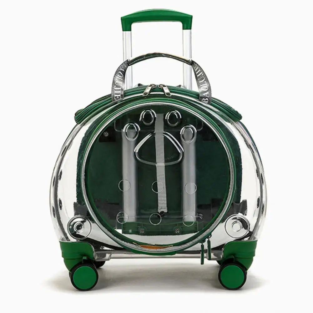Pet Trolley Backpack With Clear Ventilation Holes And Silent Wheels