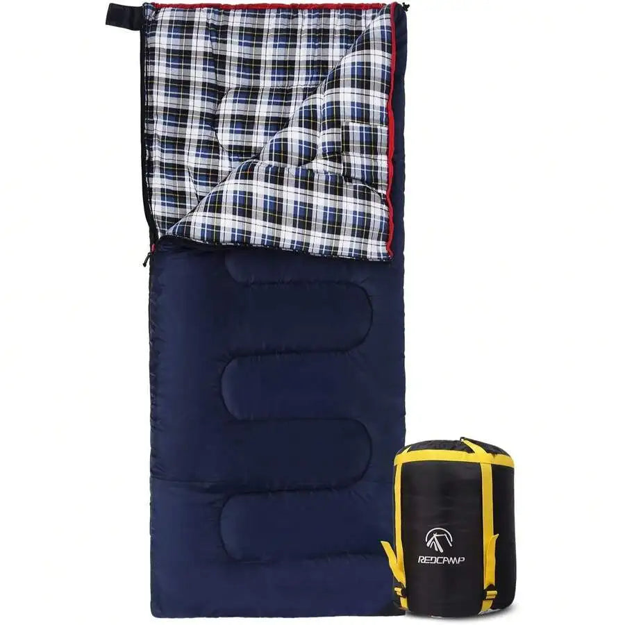 Cotton Flannel Envelope Sleeping Bag 3-4 Season Comfort