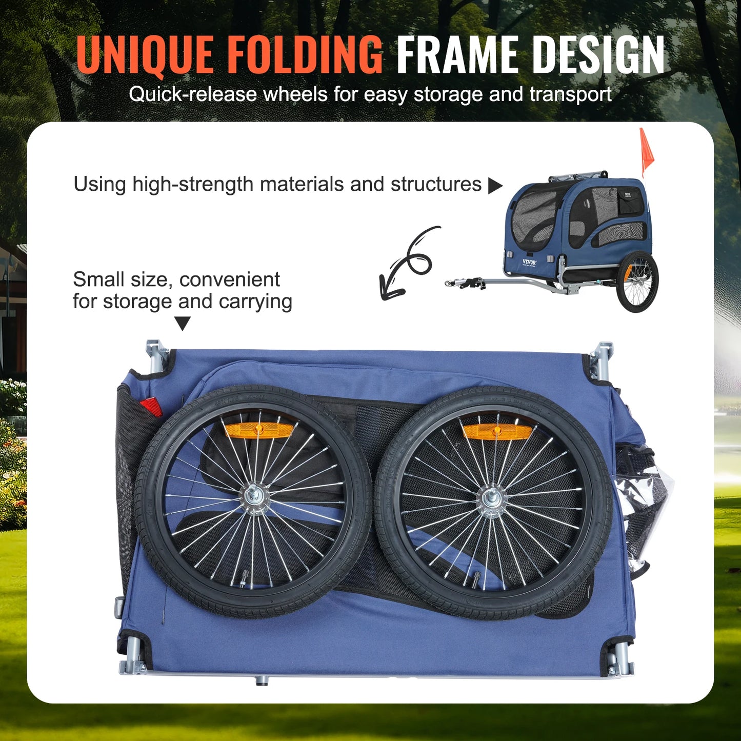 Pet Bicycle Carrier Trailer For Dogs, Foldable And Easy Storage