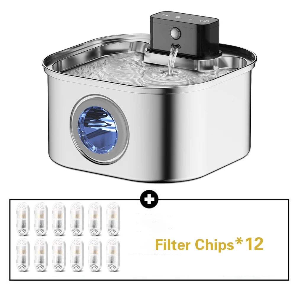 Wireless Stainless Steel Pet Water Fountain Automatic Cat Water Feeder
