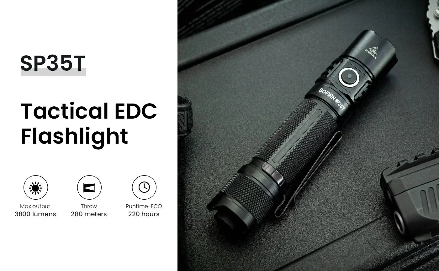 Sofirn SP35T 3800lm Tactical 21700 LED Flashlight USB C Rechargeable