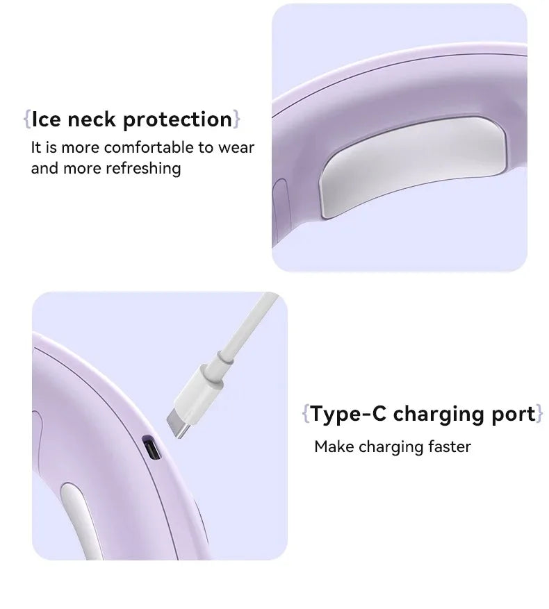 N90 Neck Fan Bladeless Wearable USB Rechargeable With 5-Speed Modes