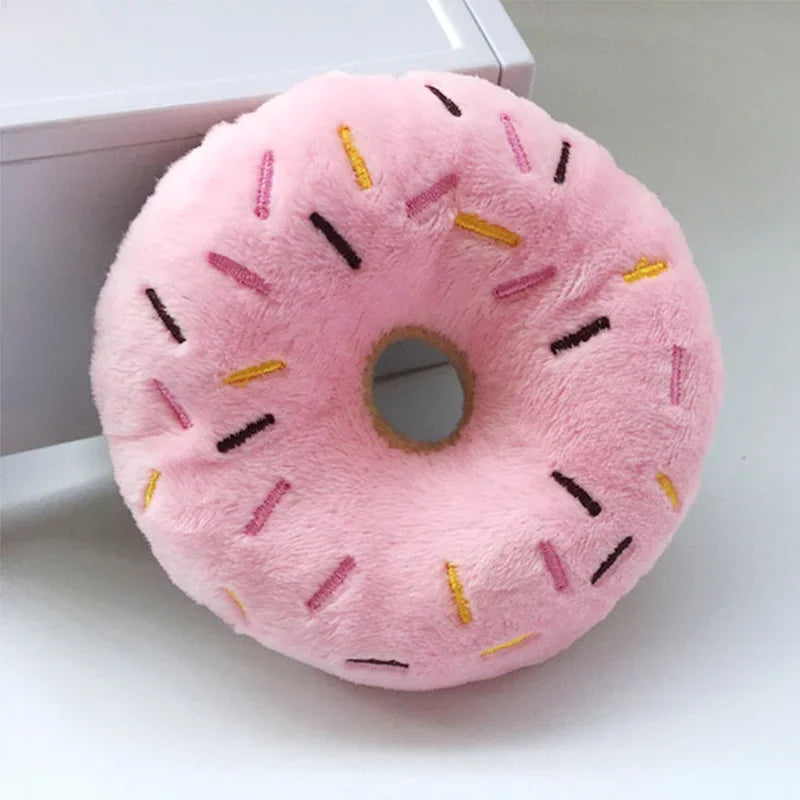 PetMundo Soft Plush Donuts Dog Toy With Squeaker Sound