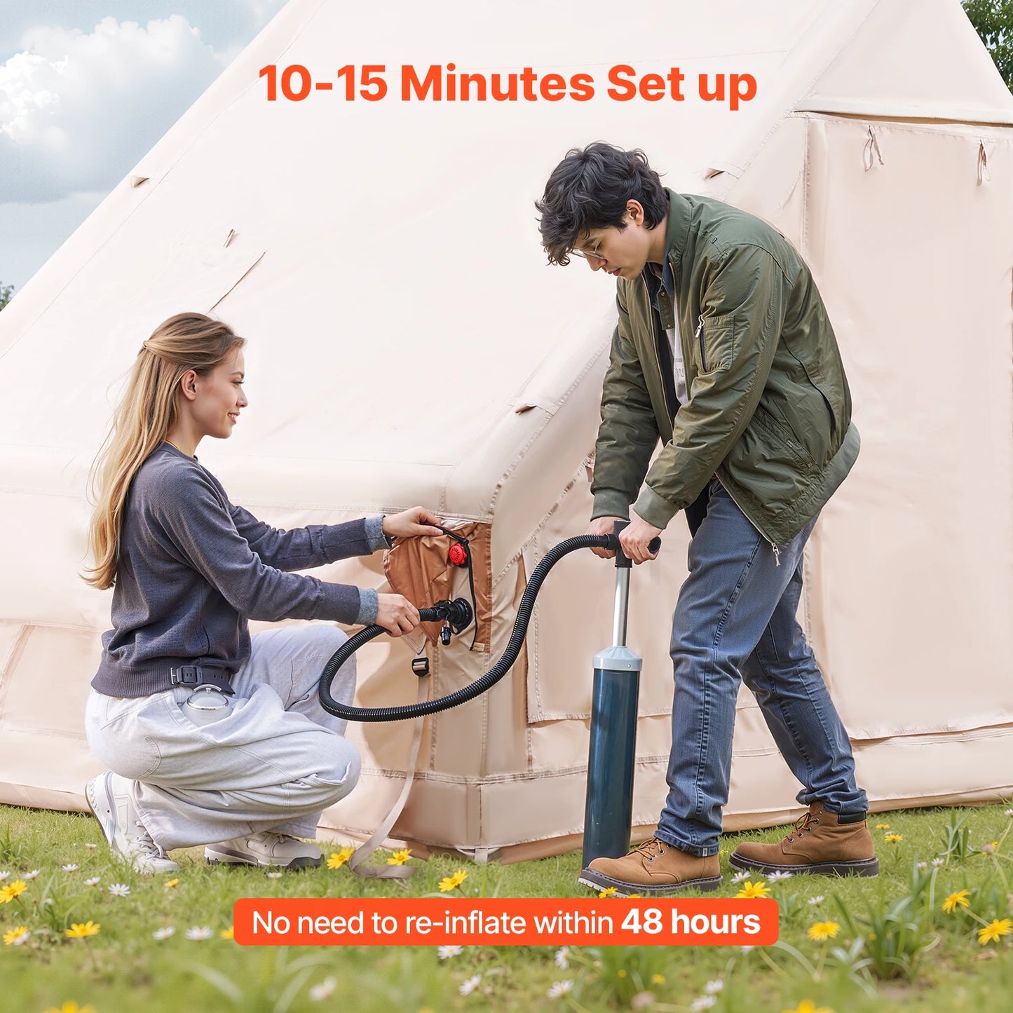 SucceBuy Easy Setup Inflatable Camping Tent Hand Pump Stove Jack