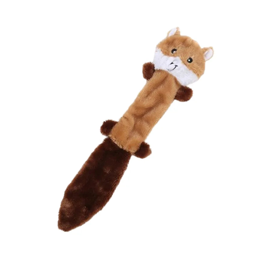 Three Piece Plush Dog Toys Squeaky Squirrel Raccoon Fox Bite Resistant