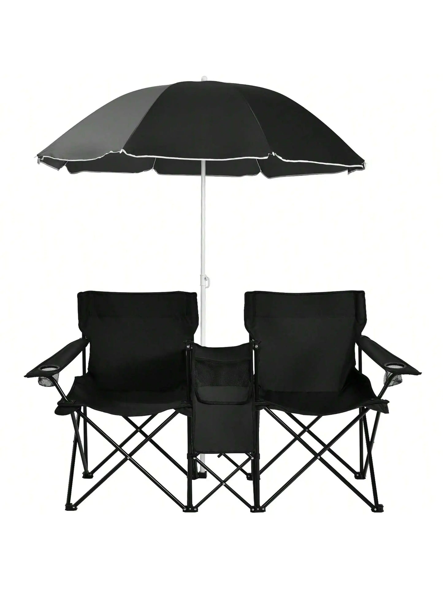 Folding Picnic Double Chair With Umbrella Table Cooler
