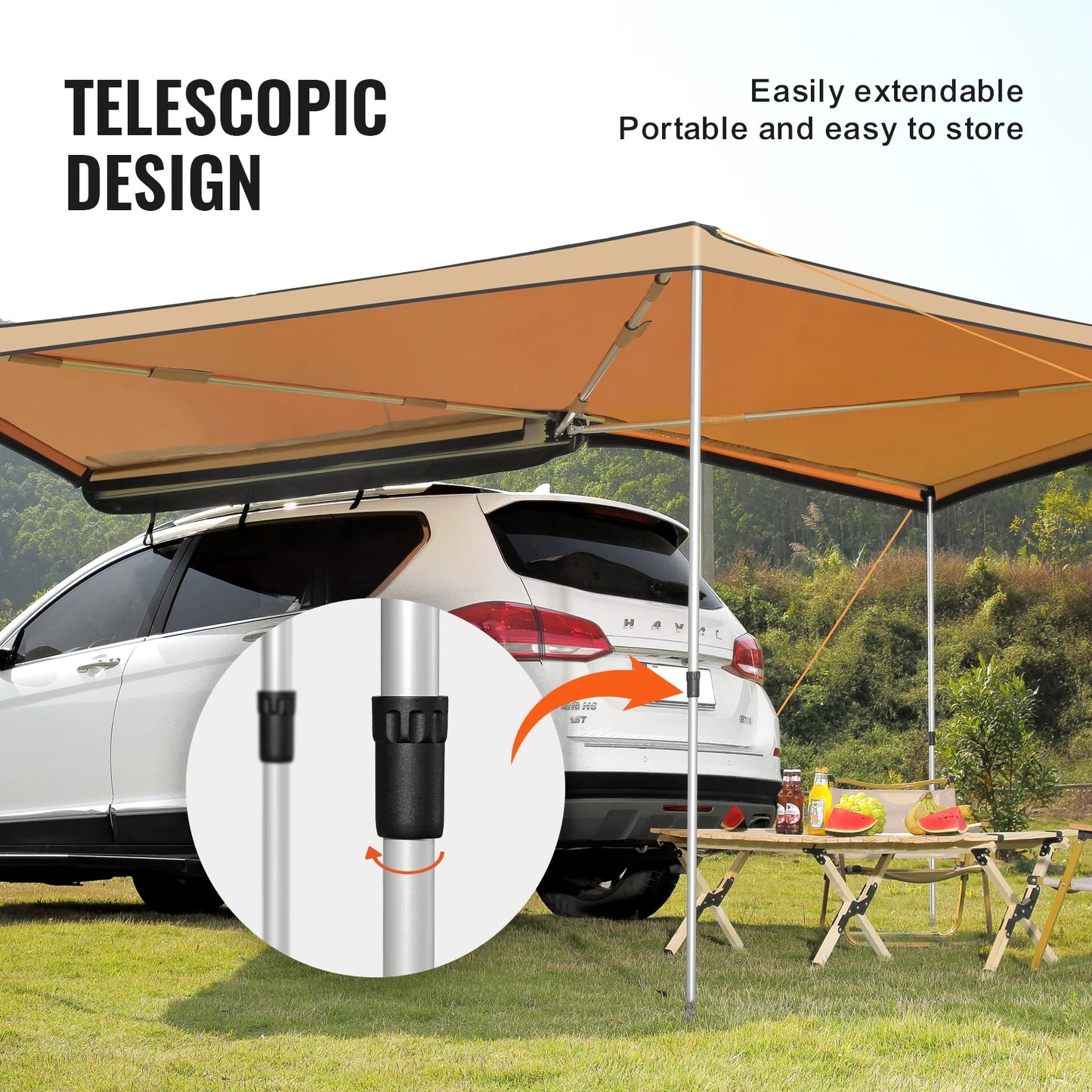 Vehicle Awning Retractable Car Side Awning With Waterproof Storage Bag