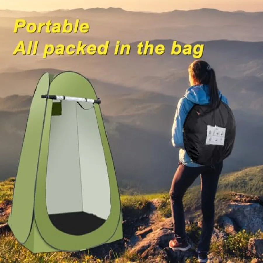 Portable Privacy Tent With 5 Gallon Shower Bag Nozzle Upgraded