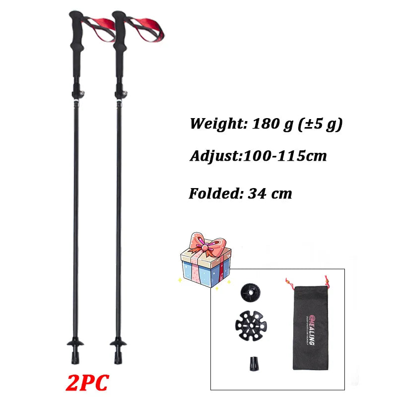 Super Light Telescopic Trekking Poles Portable Nordic Walking Sticks for Outdoor Camping Hiking Easy to Fold Alpenstock