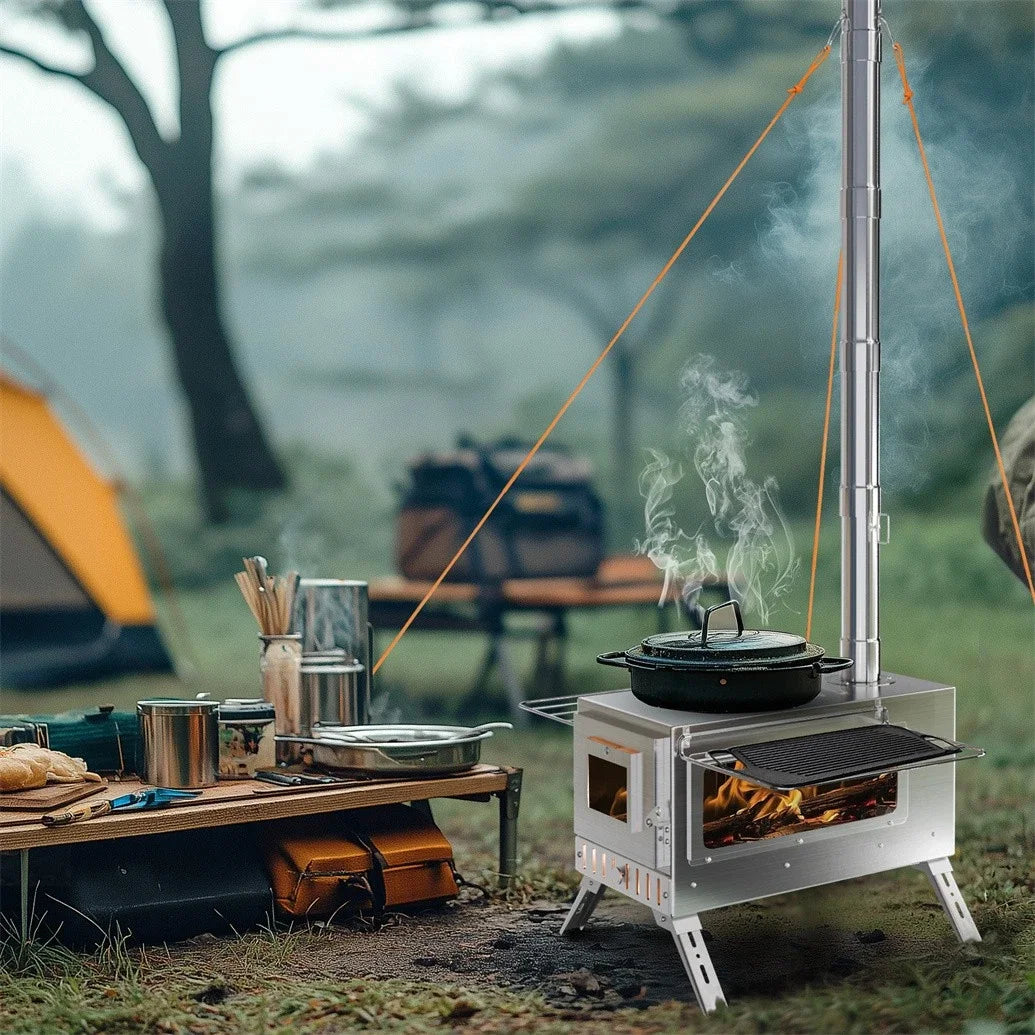 Hot Tent Wood Burning Stove Portable With Stainless Chimney Pipes