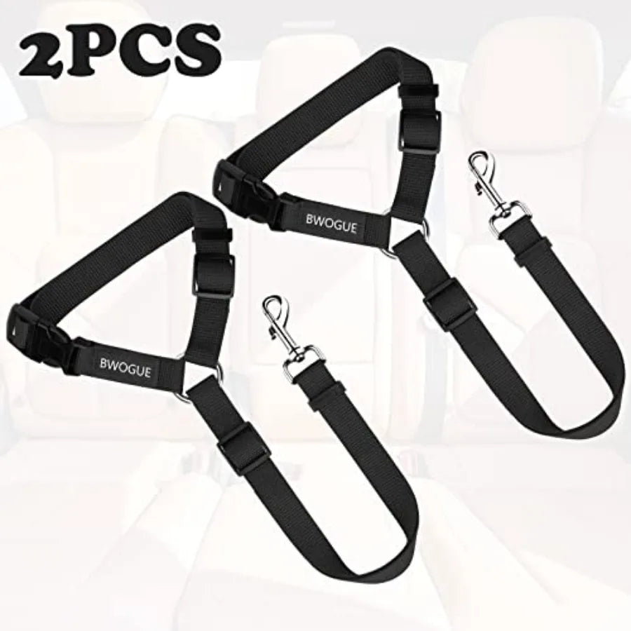 Dog Cat Safety Seat Belt Straps, Adjustable Nylon, Vehicle Restraints