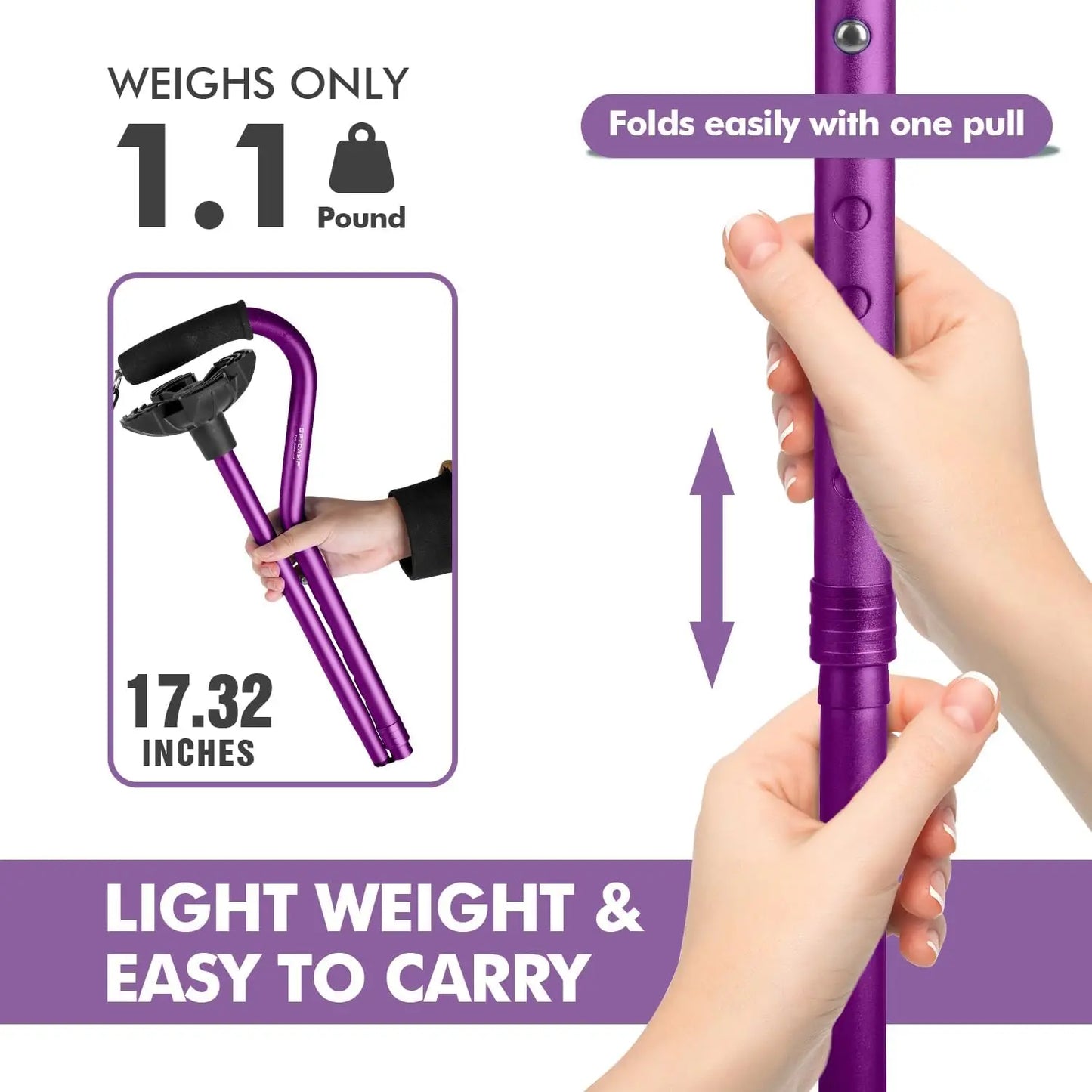 G1 Quad Base Walking Cane With Rubber Tip