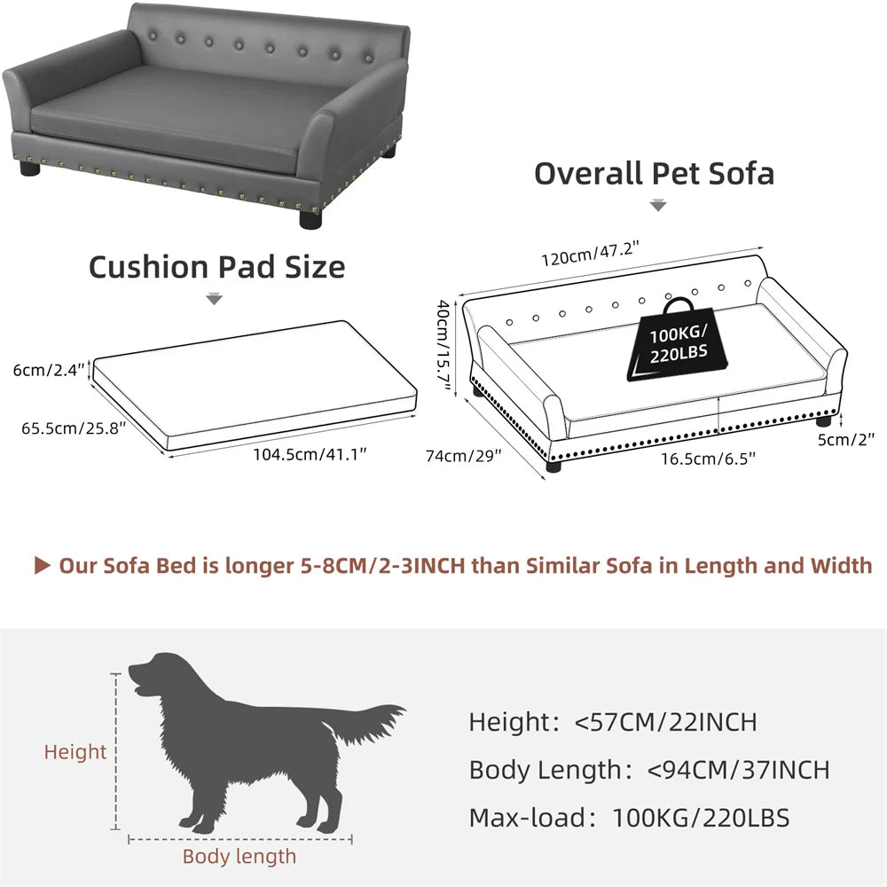 Borwart Luxury Heavy Duty Pet Sofa Bed With Removable Cover