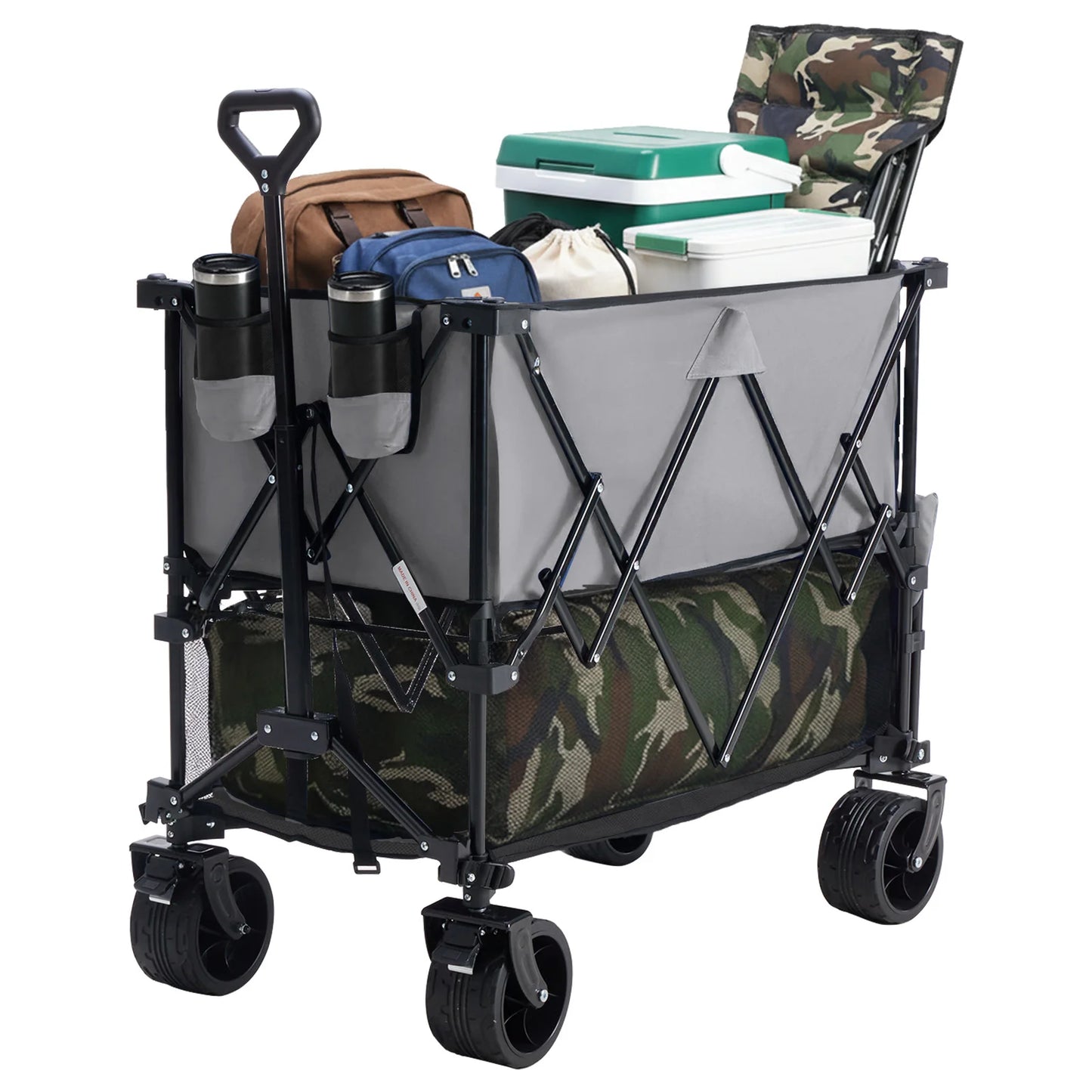 JHK Outdoor Double Decker Wagons Cart Large Capacity Collapsible