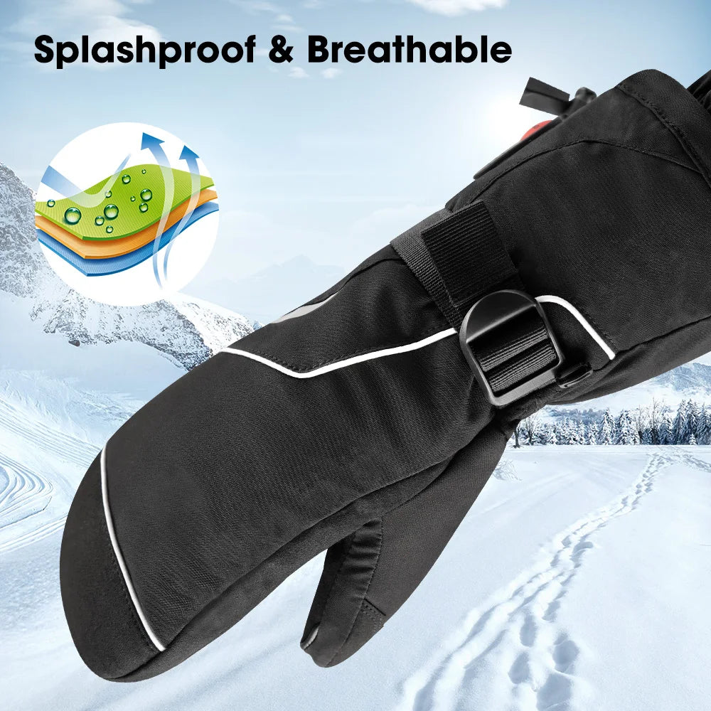 Snow Deer Electric Heated Gloves Thermal Waterproof Rechargeable For Winter