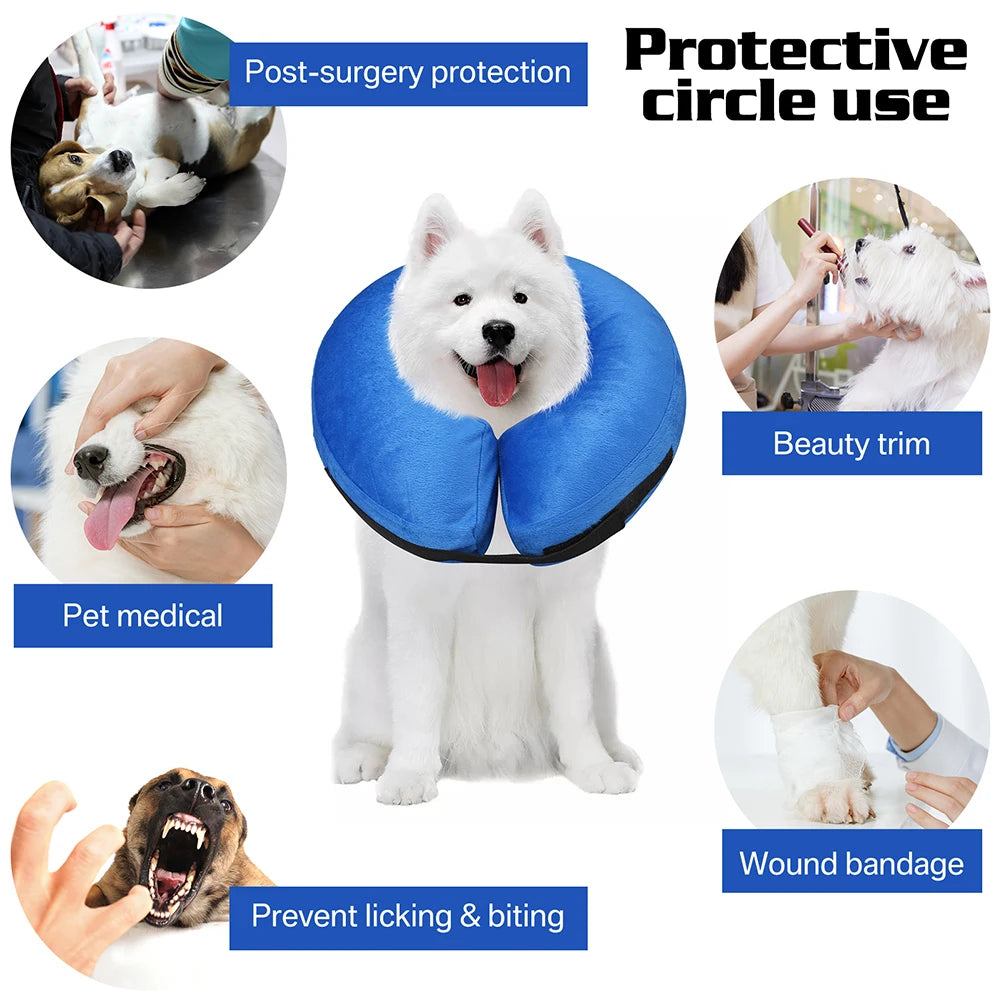 Inflatable Dog Recovery Collar Soft Protective Cone For Postoperative Care