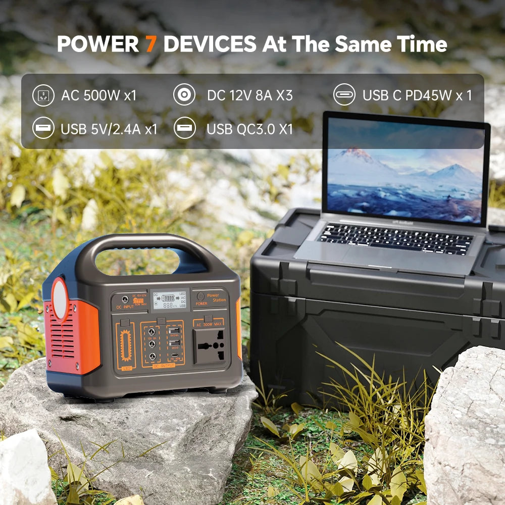 GaiaRay Electric 500W Portable Solar Power Station LifePO4 Battery