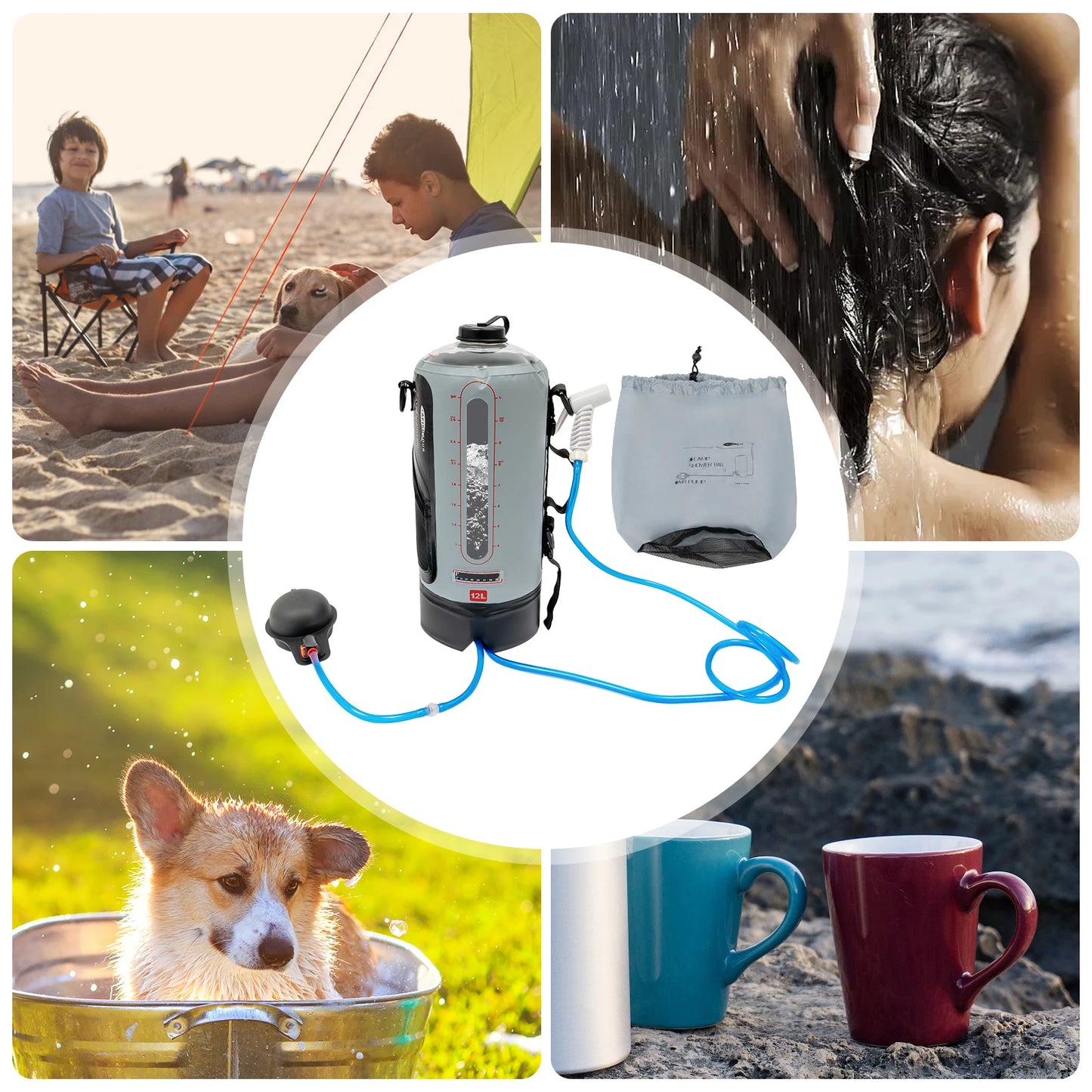 Bymaocar Portable Camping Shower Bag Foldable Solar Water Bag Outdoor
