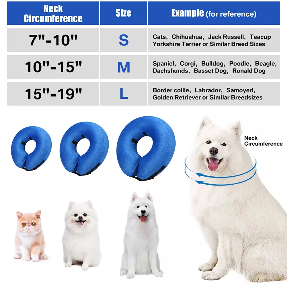 Inflatable Dog Recovery Collar Soft Protective Cone For Postoperative Care
