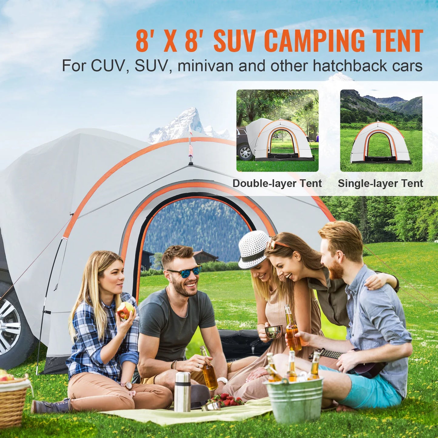 SucceBuy SUV Camping Tent With Double Layer Rainproof Design