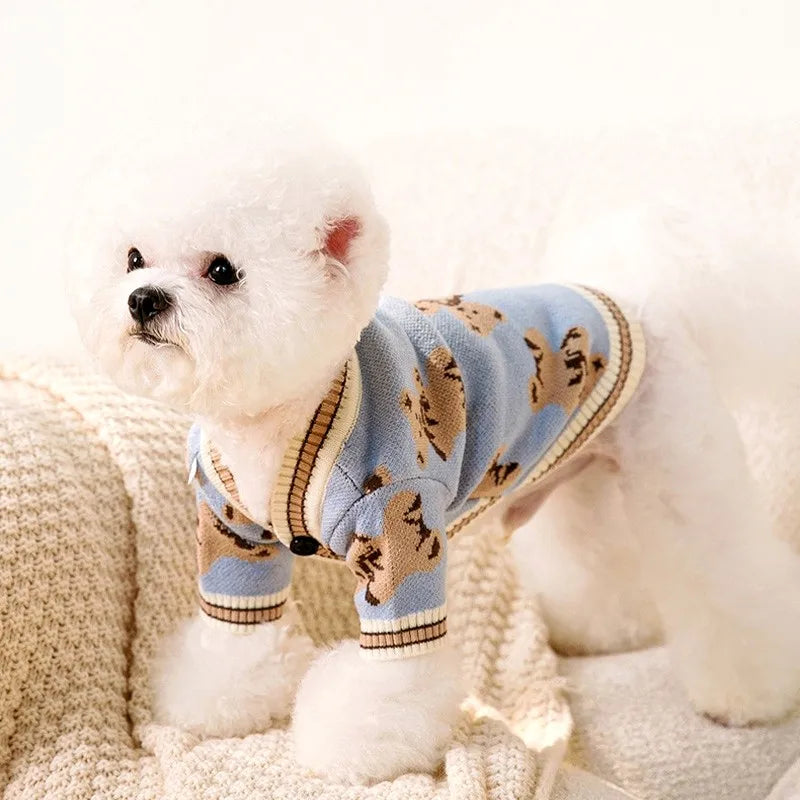 Striped Cotton Cardigan Sweater For Small Dogs And Kittens