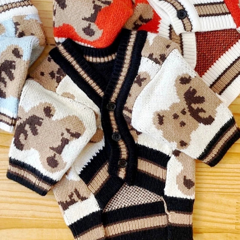 Striped Cotton Cardigan Sweater For Small Dogs And Kittens
