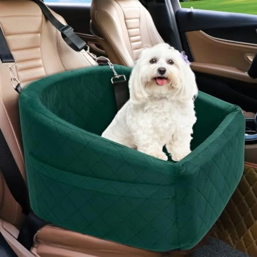 Dog Car Seat for Small Medium Dogs, Detachable Washable Dog Booster Seat Under 30lbs, Pet Car Seat Travel Bed with Storage Pock