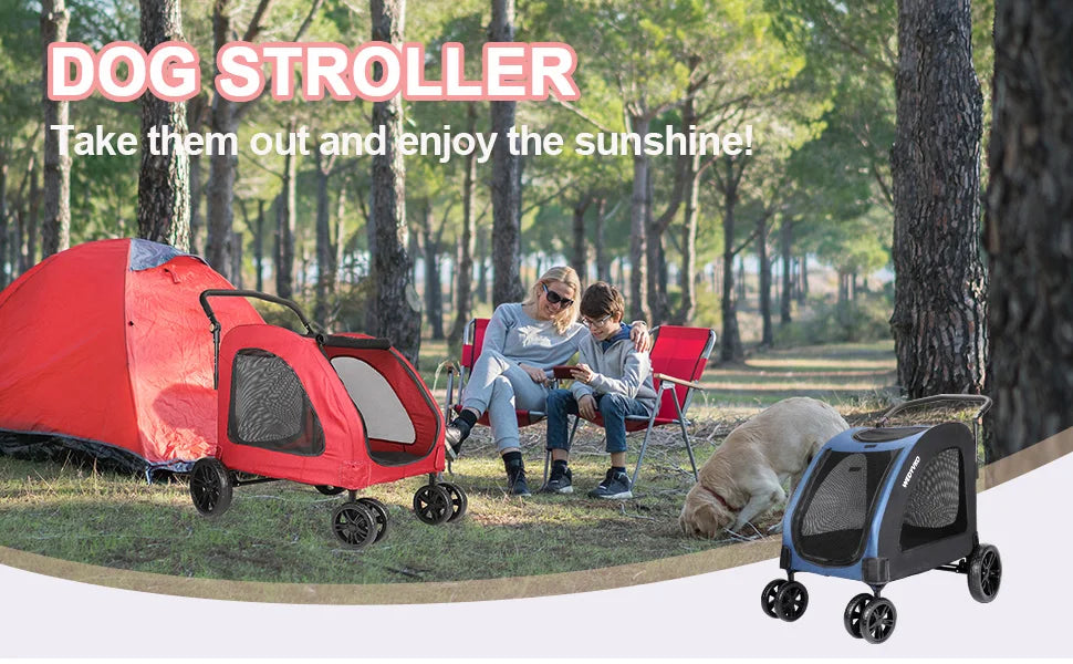 Heavy Duty Dog Stroller Foldable Wagon With 360 Degree Wheels