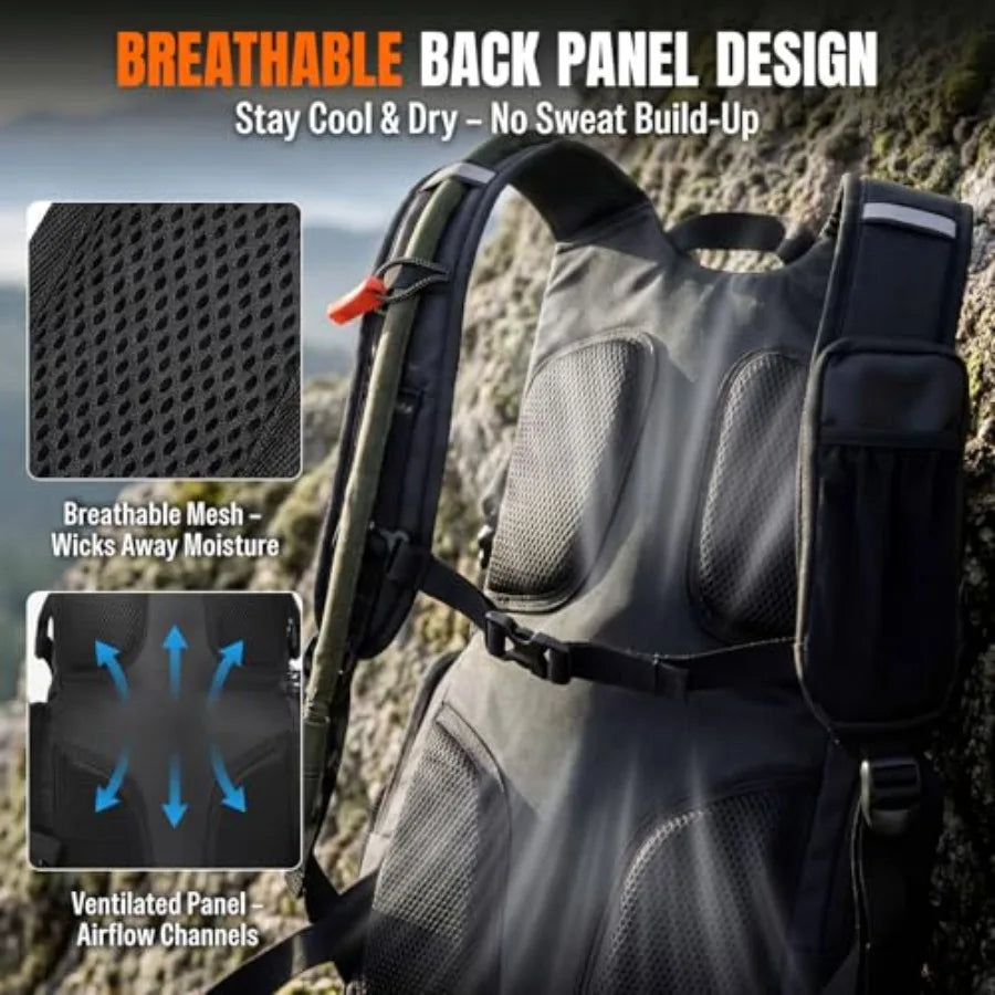Hydration Hiking Backpack With Water Bladder And Detachable Phone Pouch