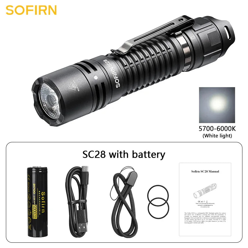 Sofirn SC28 2800LM XHP50B Rechargeable 21700 USB Type C LED Flashlight
