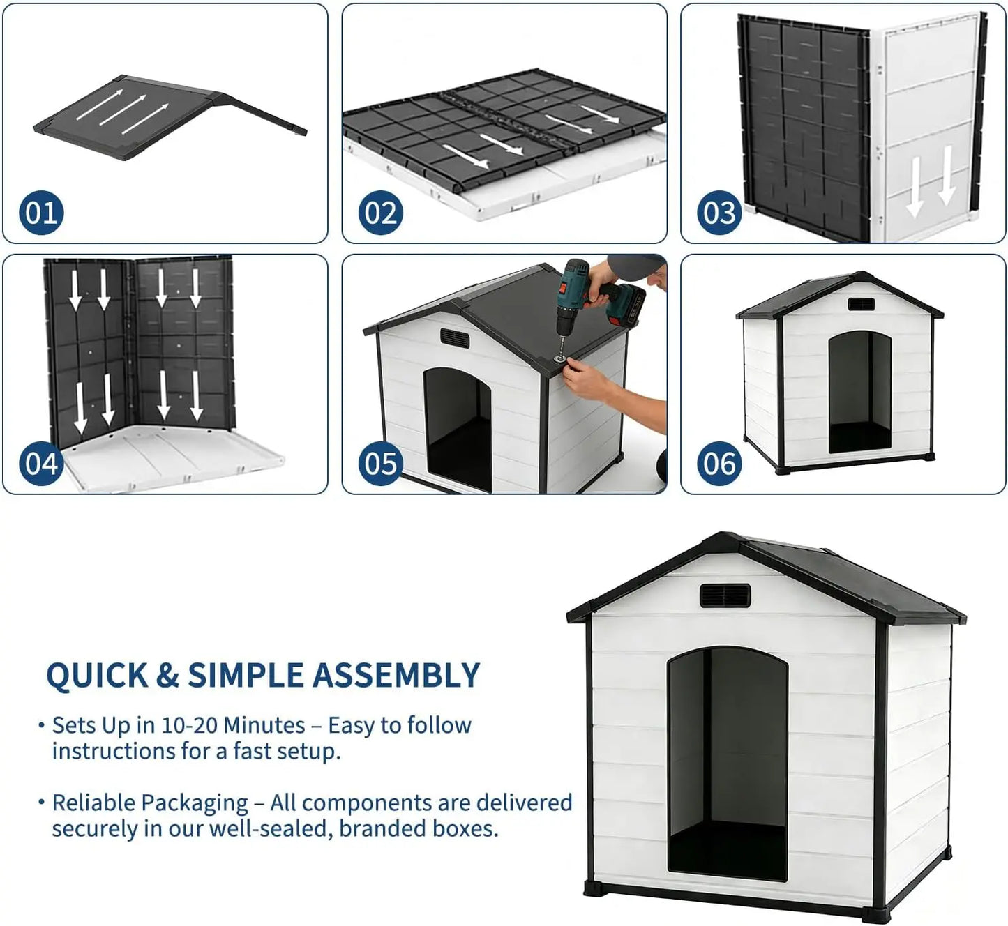 HiMISS Indoor Outdoor Waterproof Dog House With Removable Roof