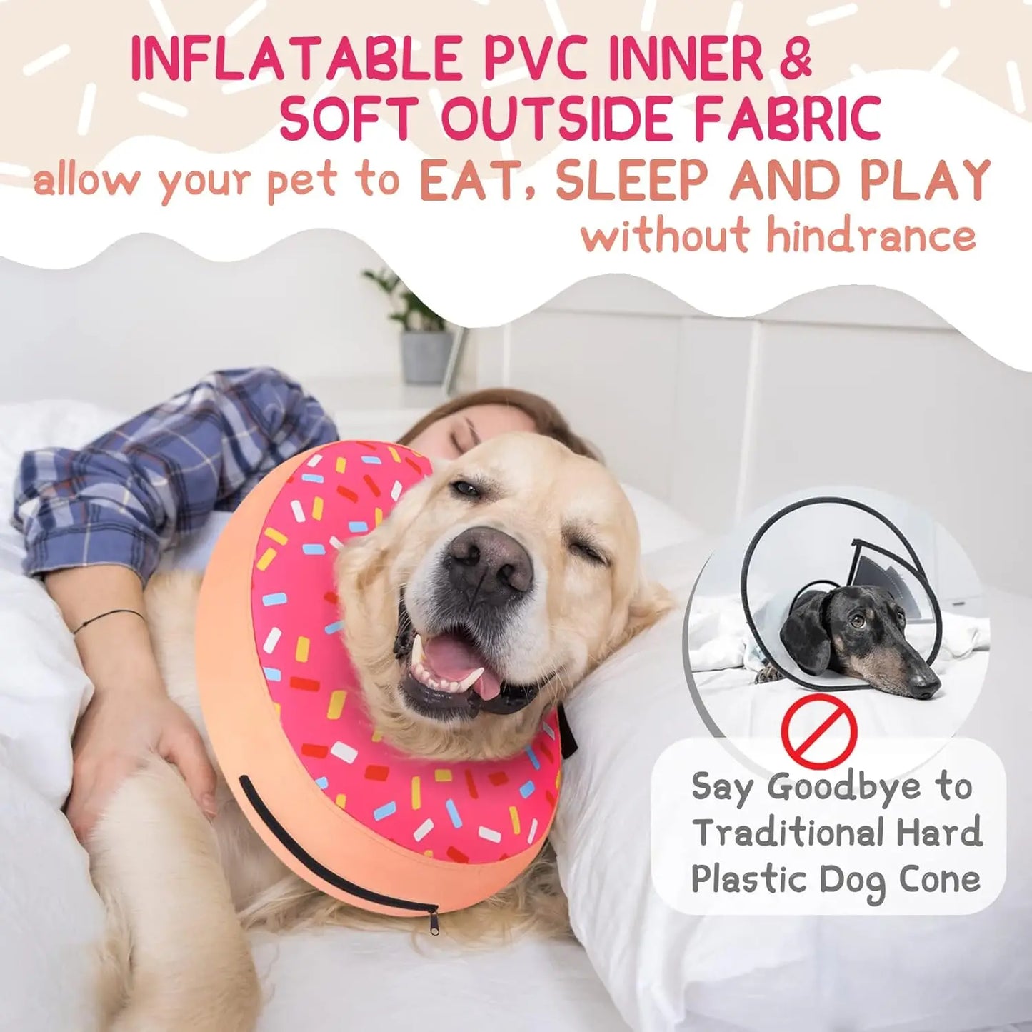 Soft Inflatable Dog Cone Collar For Post Surgery Recovery