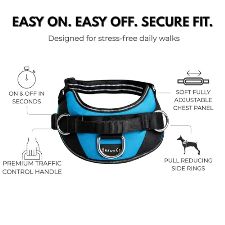 No-Pull Dog Harness Reflective Vest With Three Leash Clips Adjustable