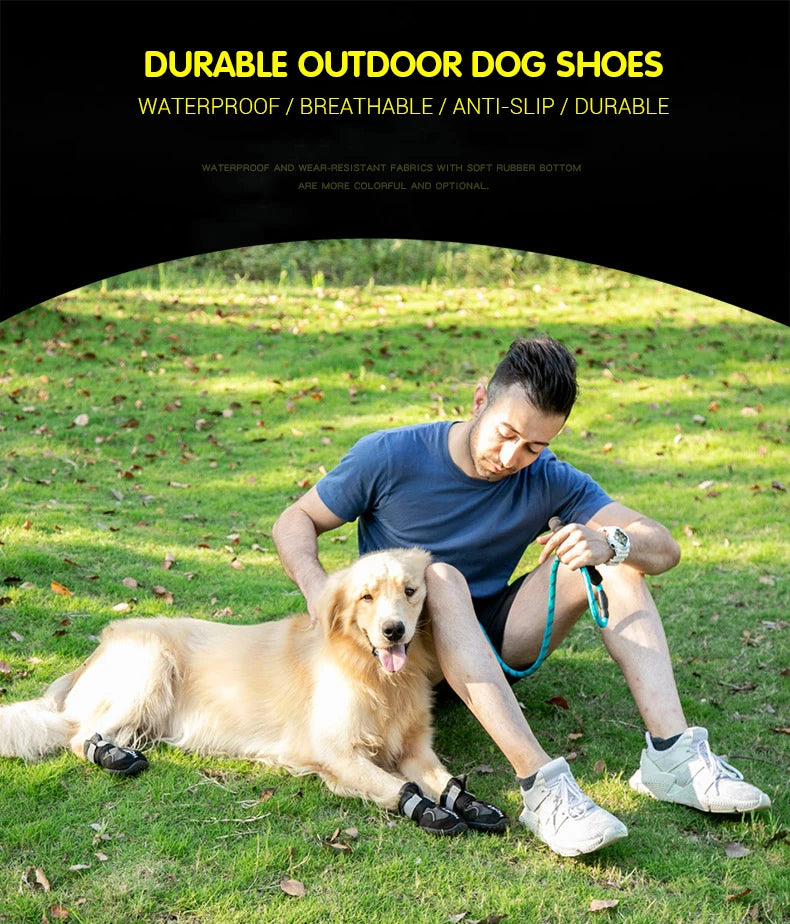 HCPET Waterproof Outdoor Dog Boots Set Durable Breathable