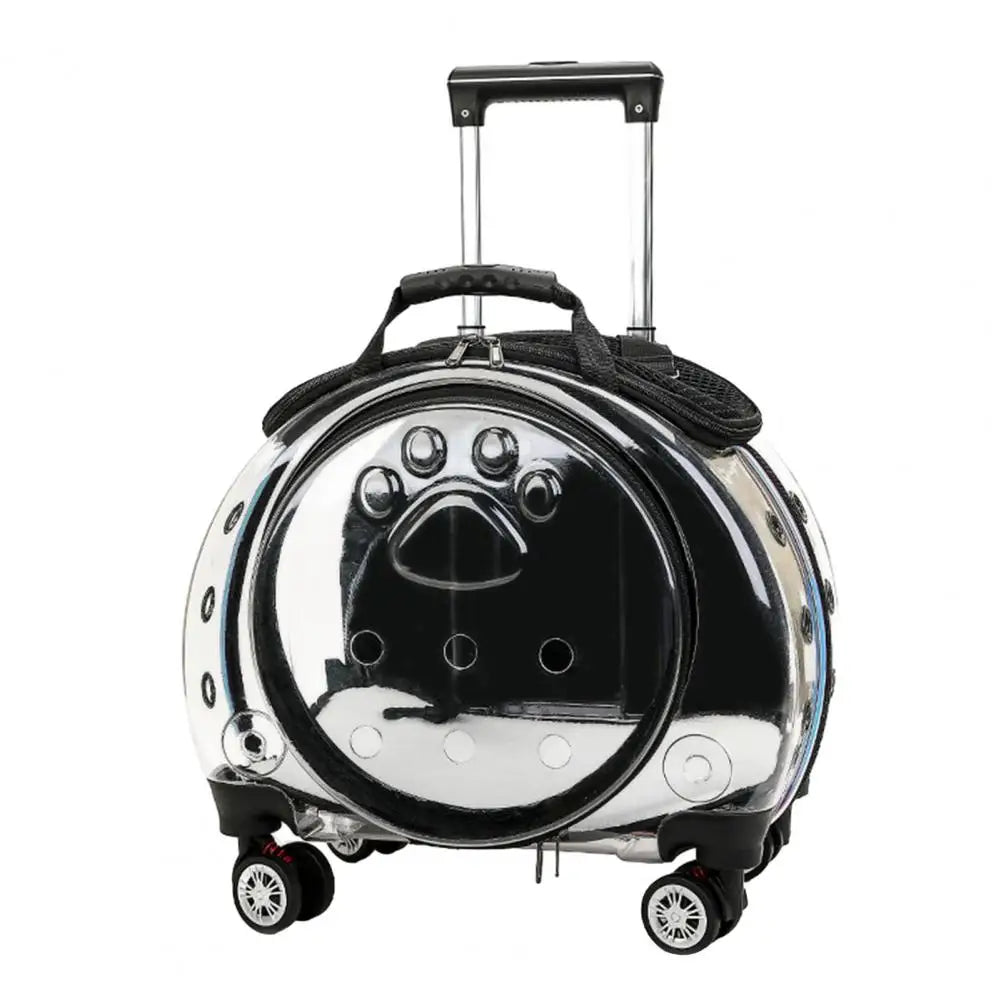 Pet Trolley Backpack With Clear Ventilation Holes And Silent Wheels