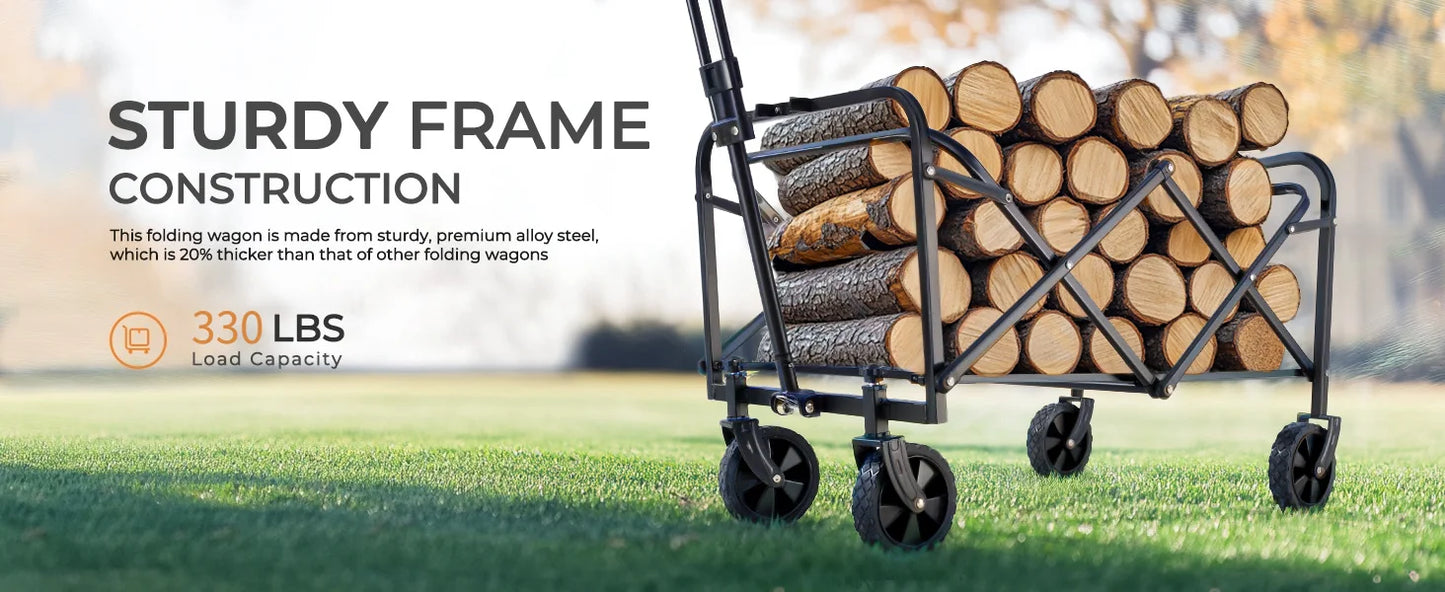 Heavy Duty Foldable Wagon Cart With All Terrain Wheels