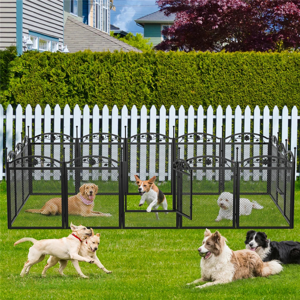 Bingopaw Foldable 8 Panel Metal Dog Playpen With Gate