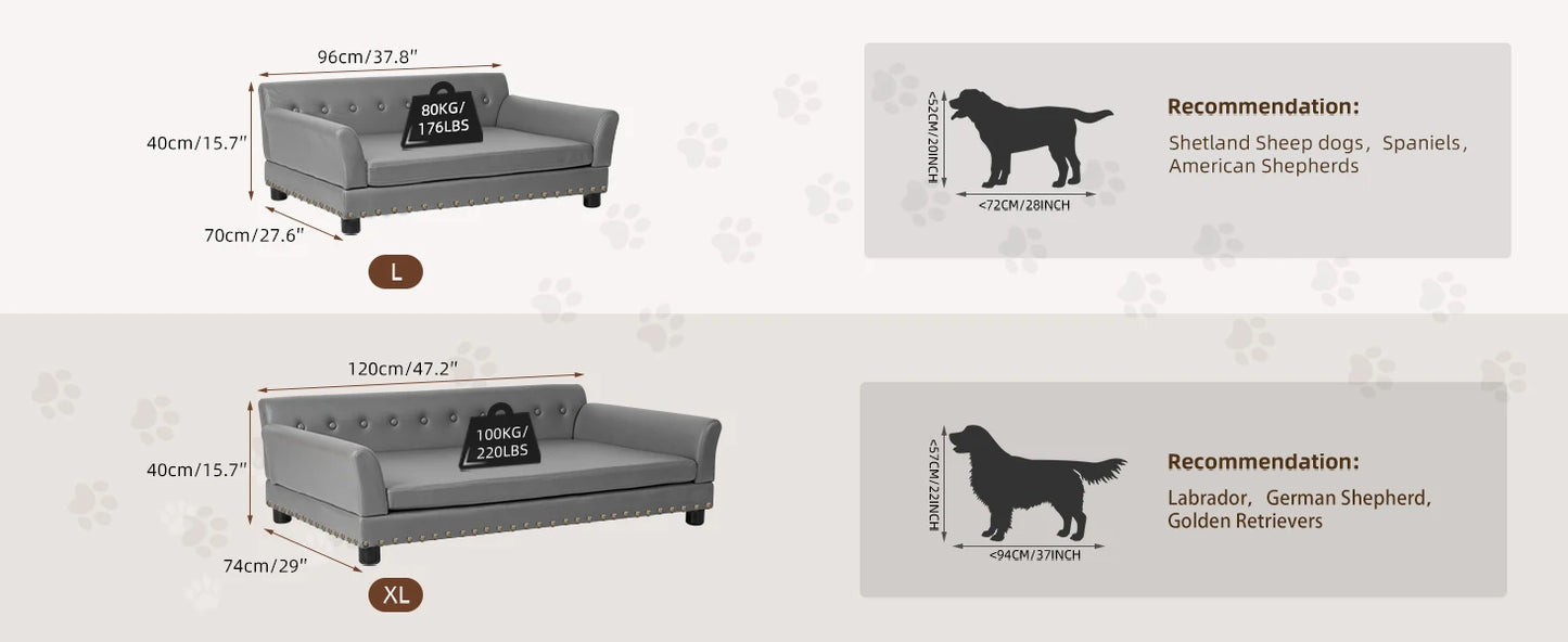 Borwart Luxury Heavy Duty Pet Sofa Bed With Removable Cover