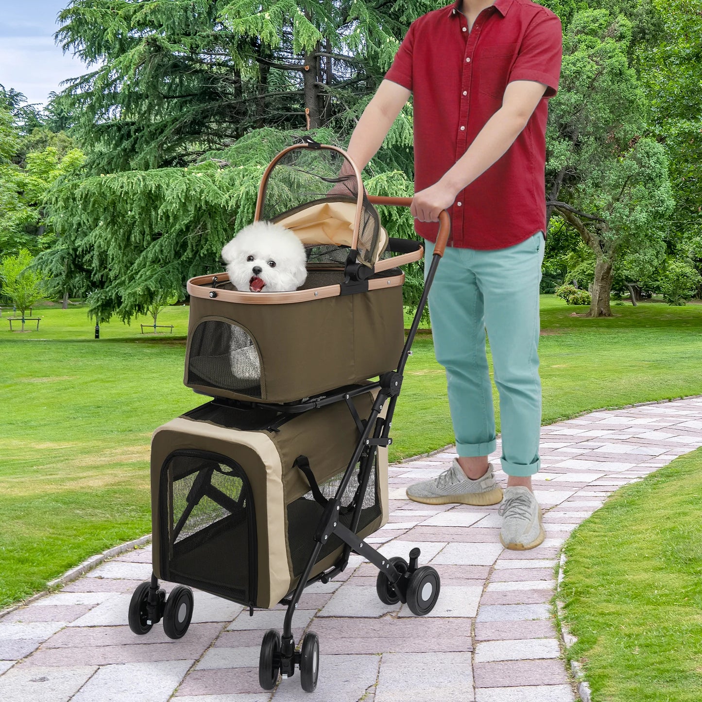 Bymaocar Foldable Pet Stroller Heavy Duty Portable Travel Sunshade Locks