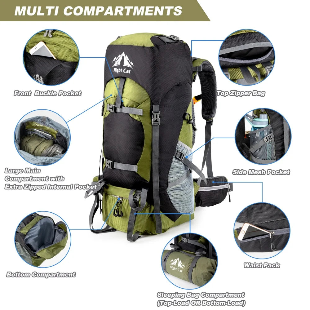 Night Cat Lightweight Hiking Backpack For Men Women Outdoor Travel