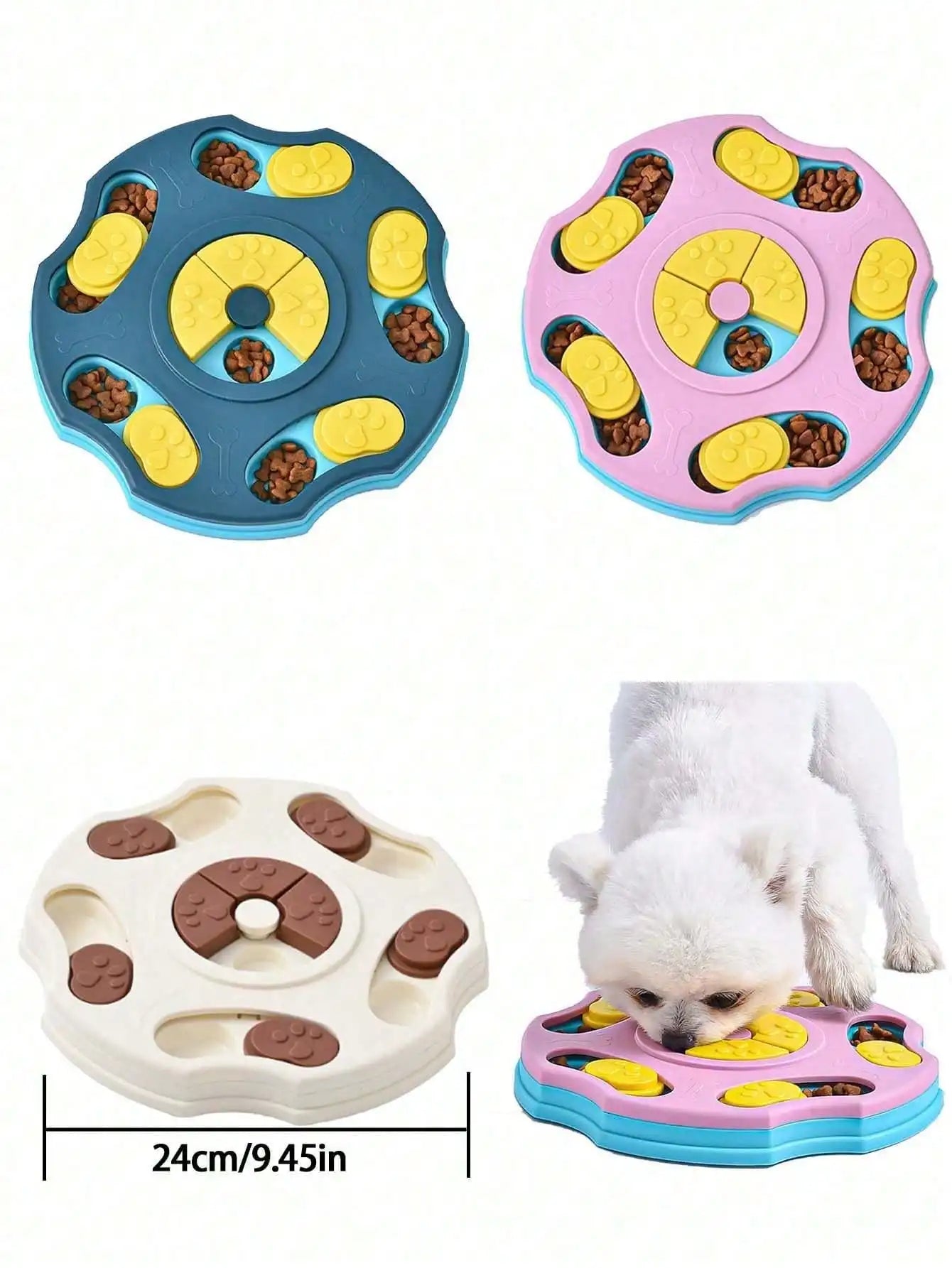 Durable Interactive Dog Cat Slow Feeder Bowl Puzzle Food Dispenser