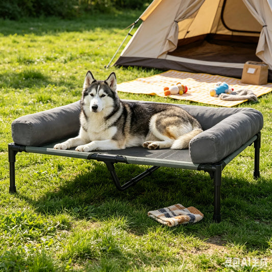 Bingopaw Elevated Cooling Dog Bed With Mesh Bolster Indoor Outdoor