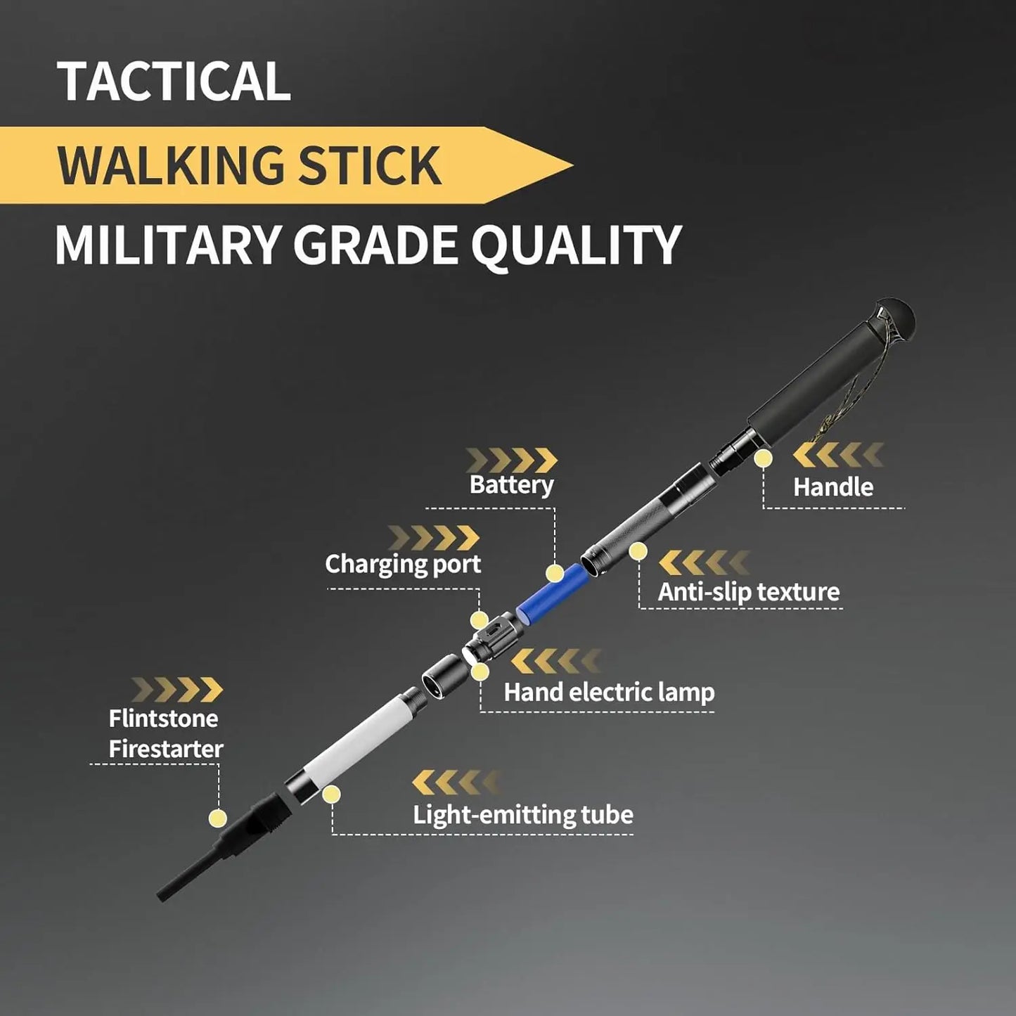 LED Trekking Pole Lightweight Collapsible Walking Stick