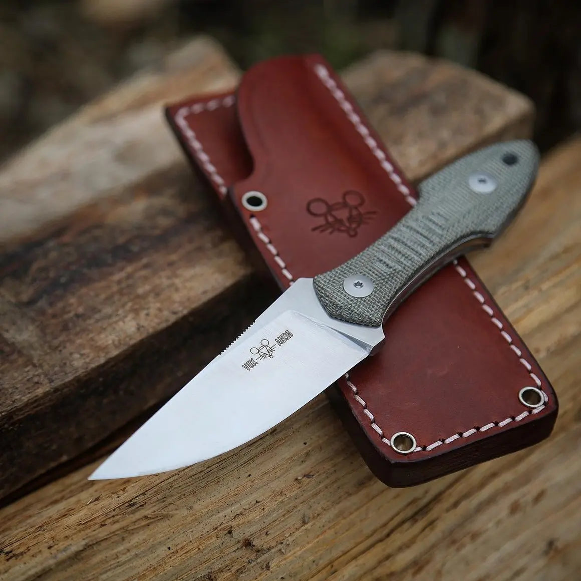 GiantMouse GMF3 Fixed Blade Knife With Leather Sheath