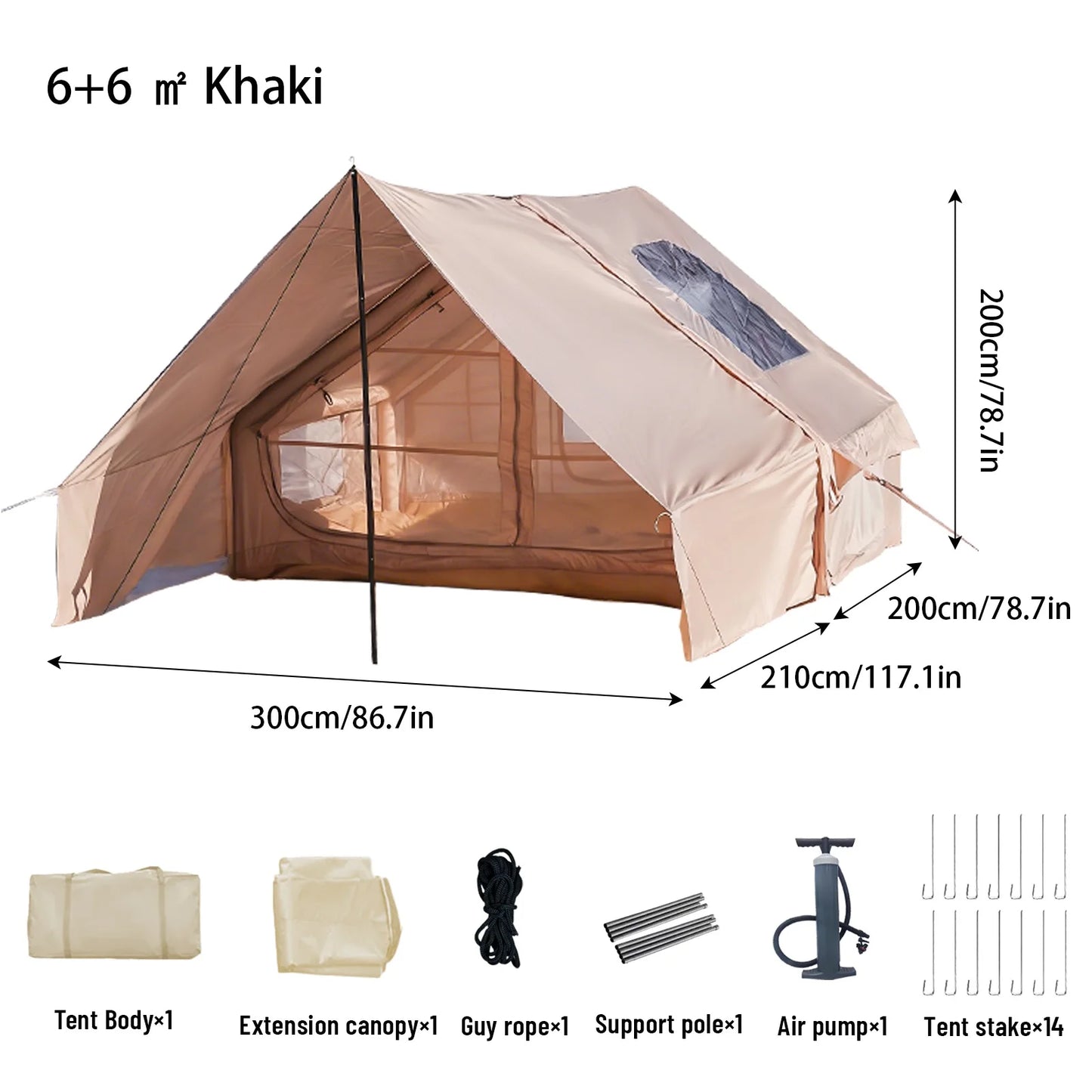 Pakicetus Inflatable Family Tent With Skylight And Quick Setup