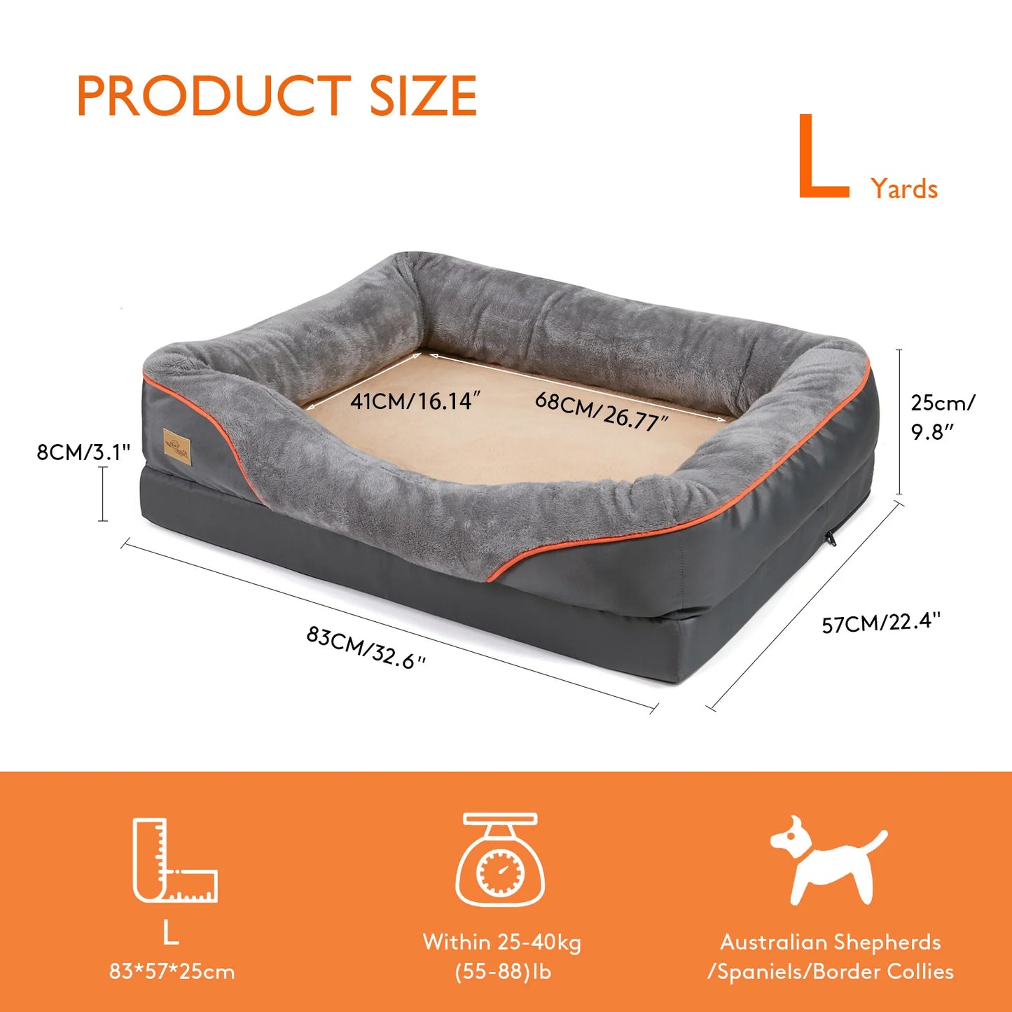 BINGOPAW Dog Bed Soft Fleece Removable Washable Cover Waterproof