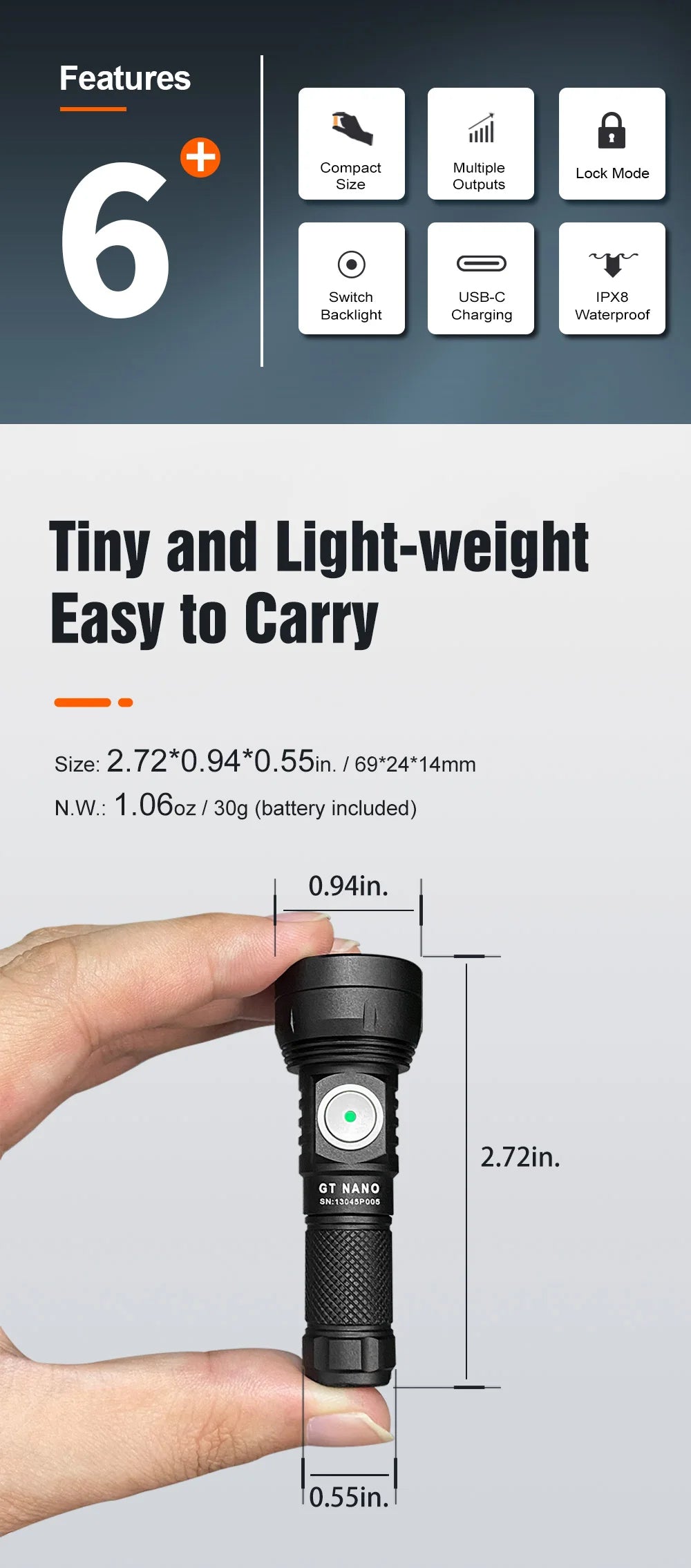 Lumintop GT Nano V3.0 USB Rechargeable Mini Outdoor Flashlight