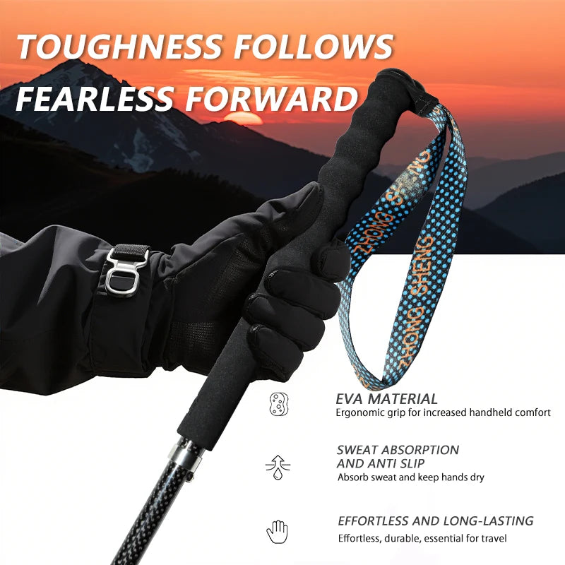 OKHEALING CN Carbon Fiber Trekking Poles Collapsible Telescopic