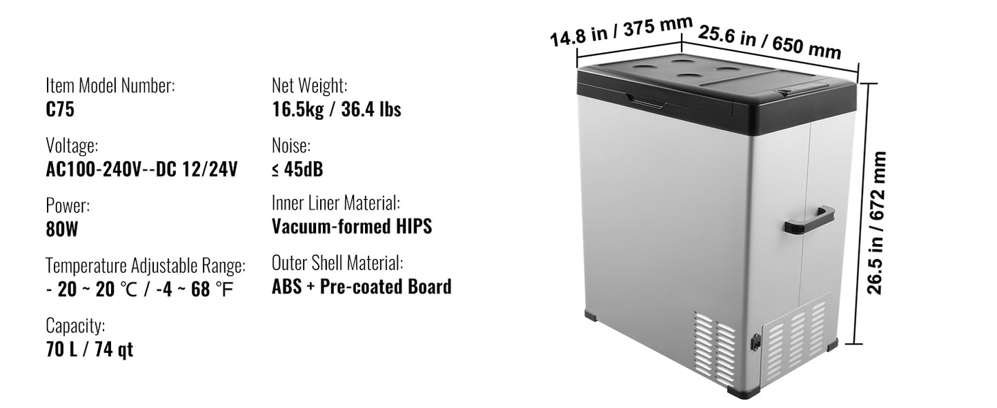 SucceBuy Portable Car Refrigerator Dual Zone Bluetooth Cooler RV