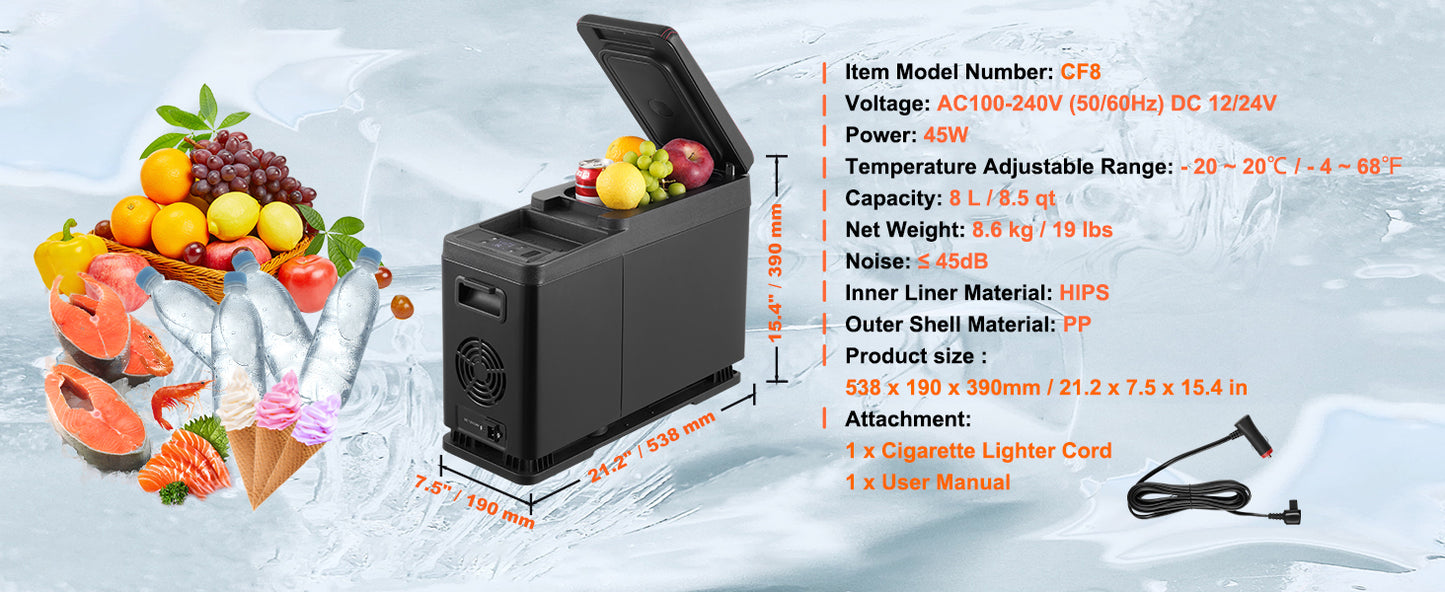 SucceBuy Portable Car Refrigerator Dual Zone Bluetooth Cooler RV